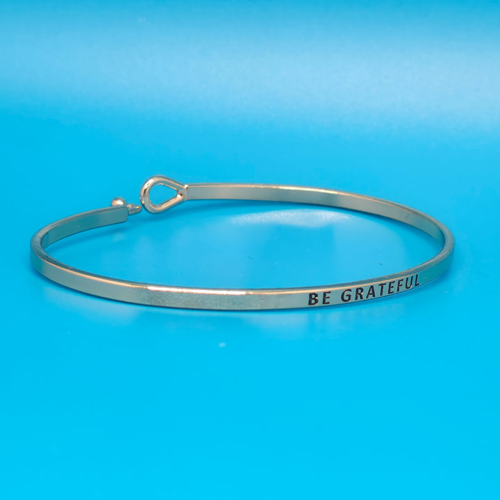 BE GRATEFUL Inspirational Message Bracelet Positive Message Engraved Thin Bangle - Jewelry
