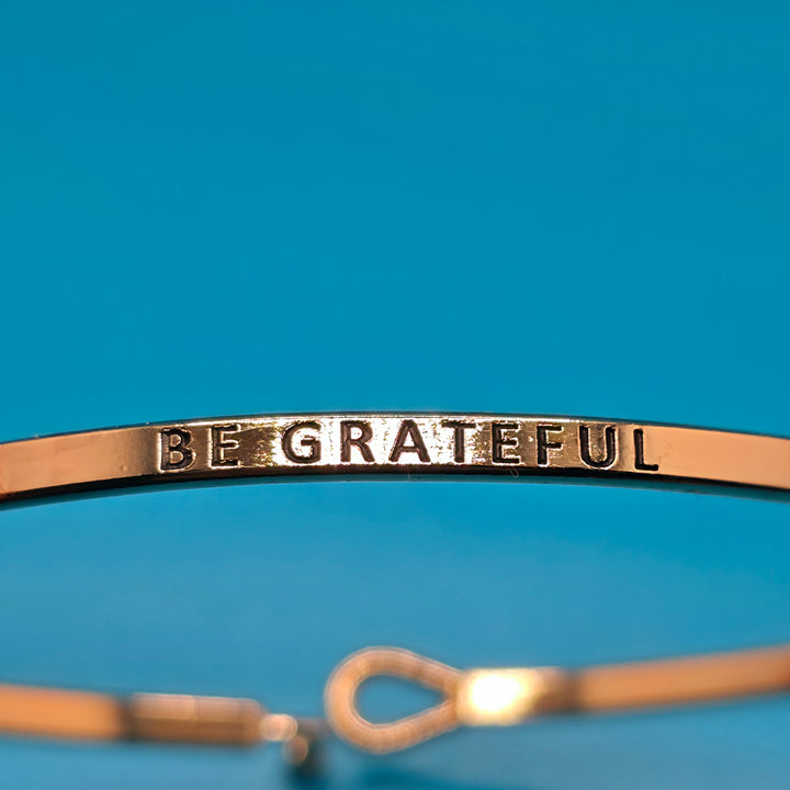 BE GRATEFUL Inspirational Message Bracelet Positive Message Engraved Thin Bangle - Jewelry