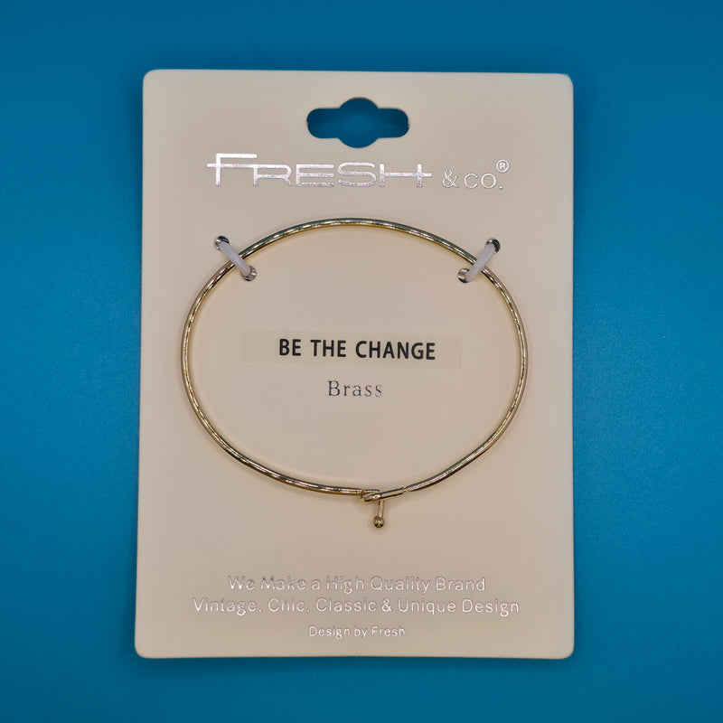BE THE CHANGE Inspirational Message Bracelet Positive Message Engraved Thin Bangle - Jewelry