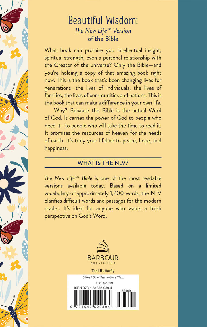 Beautiful Wisdom [Teal Butterfly] - The New Life Version of the Bible Hardcover