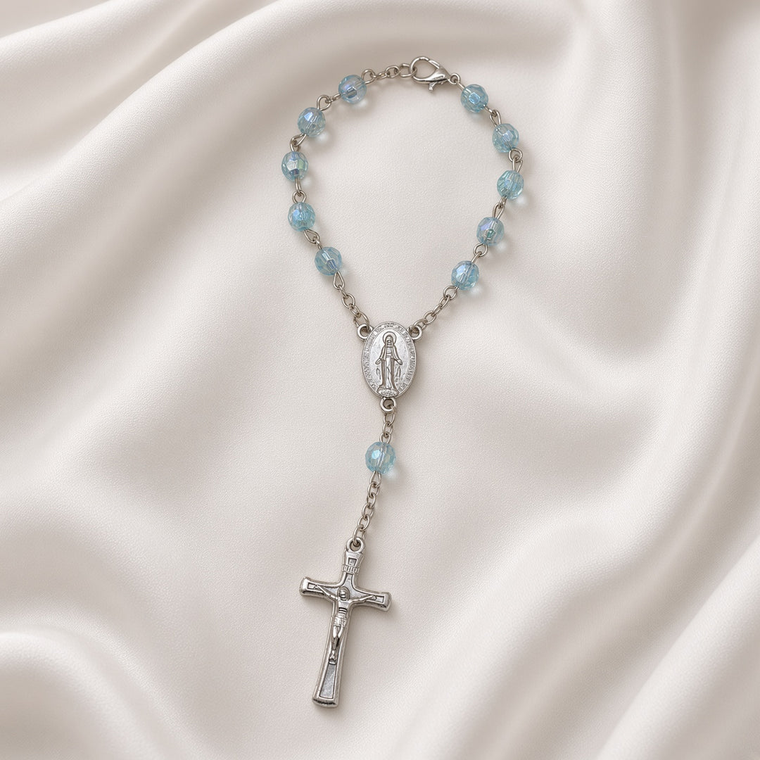 Blue Zircon Bead - Car Rosary