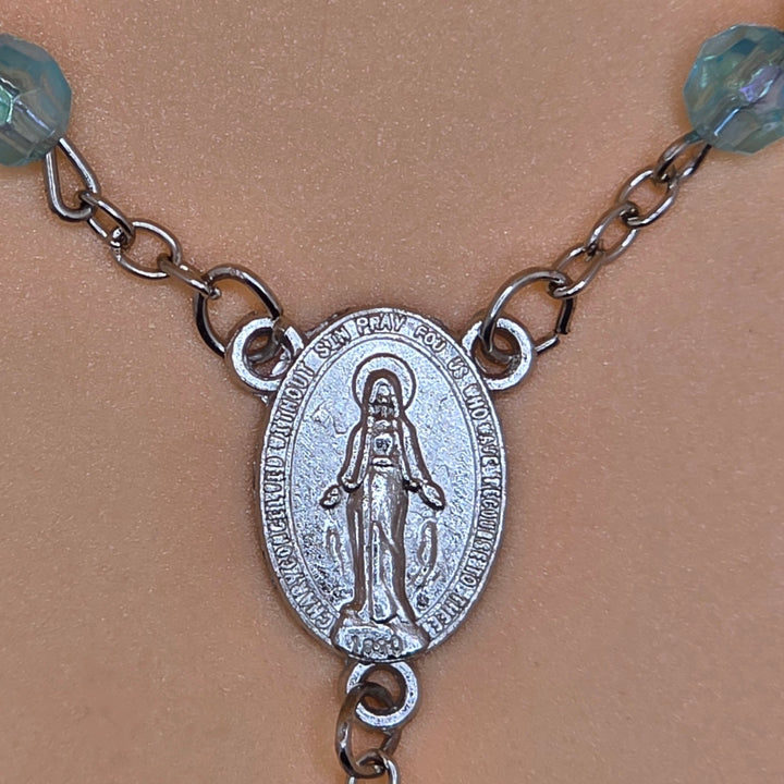 Blue Zircon Bead - Car Rosary