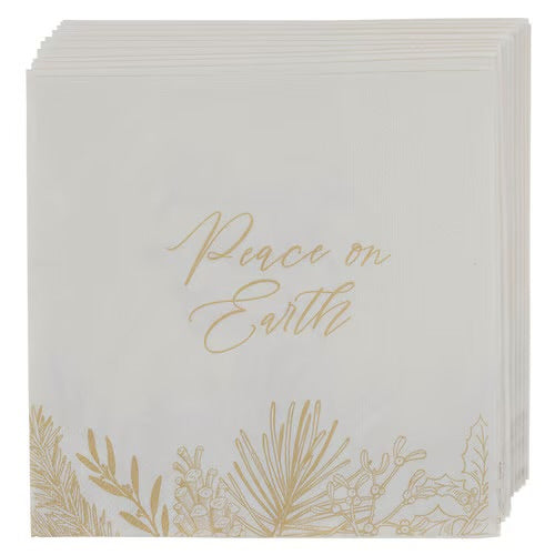 Peace on Earth Golden Pine Beverage Paper Napkin Set