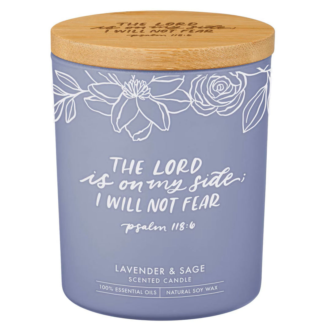 I Will Not Fear Lavender and Sage Candle in a Glass Jar - Psalm 118:6