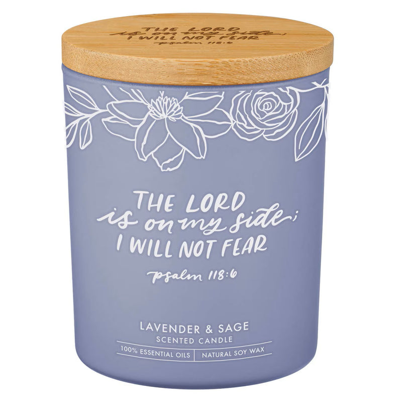 I Will Not Fear Lavender and Sage Candle in a Glass Jar - Psalm 118:6