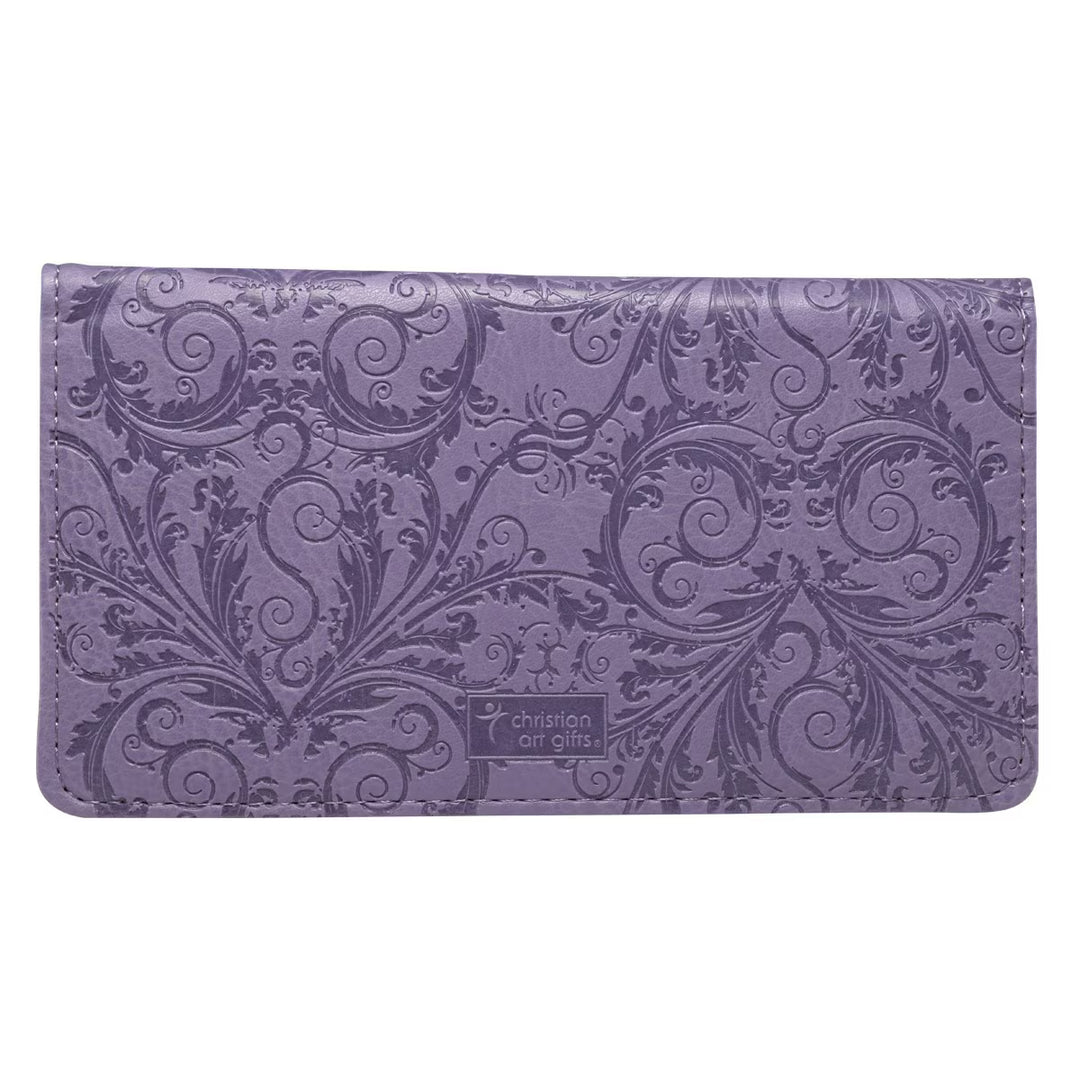 Be Still Purple Faux Leather Checkbook Cover 1 - Psalm 46:10