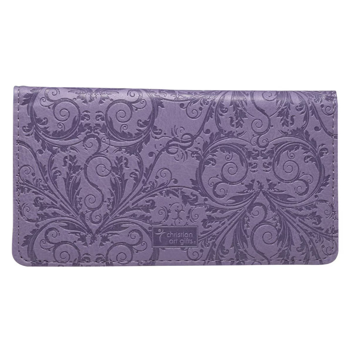 Be Still Purple Faux Leather Checkbook Cover 1 - Psalm 46:10