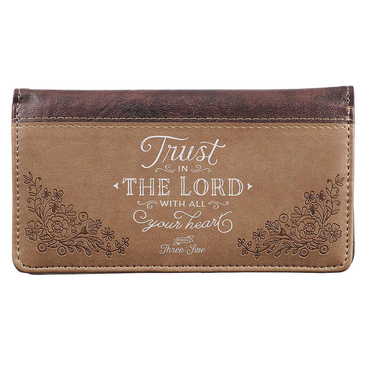 Trust In The LORD Two-tone Brown Faux Leather - Proverbs 3:5 Checkbook Cover