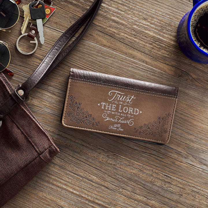 Trust In The LORD Two-tone Brown Faux Leather - Proverbs 3:5 Checkbook Cover