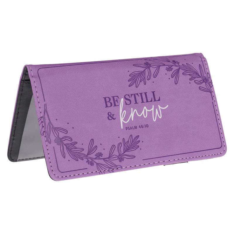 Be Still and Know Lilac Purple Faux Leather Checkbook Wallet - Psalm 46:10