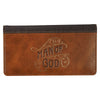 Man of God Honey-brown and Espresso Faux Leather Checkbook Wallet - 1 Timothy 6:11