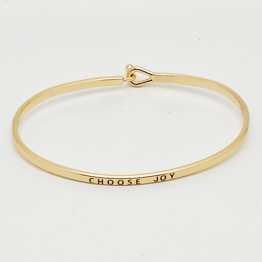 CHOOSE JOY Inspirational Message Bracelet Positive Message Engraved Thin Bangle - Jewelry