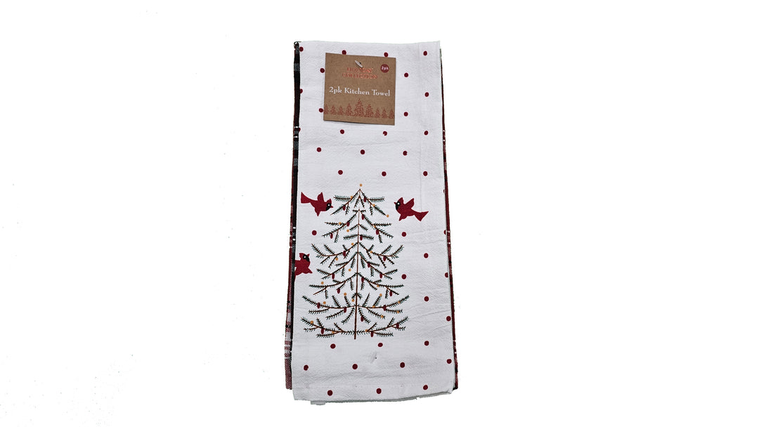 Christmas Tree &amp; Cardinals Towels 2 Pack Set