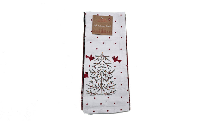 Christmas Tree &amp; Cardinals Towels 2 Pack Set