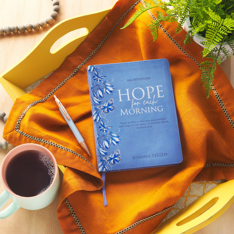 Hope For Each Morning Blue Faux Leather Devotional BY ROB TEIGEN, JOANNA TEIGEN