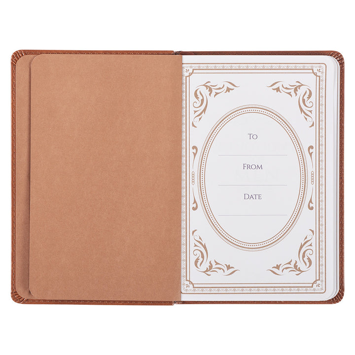 101 Devotions for Men Tawny Brown Faux Leather Devotional - 1 Timothy 6:11 - Men&