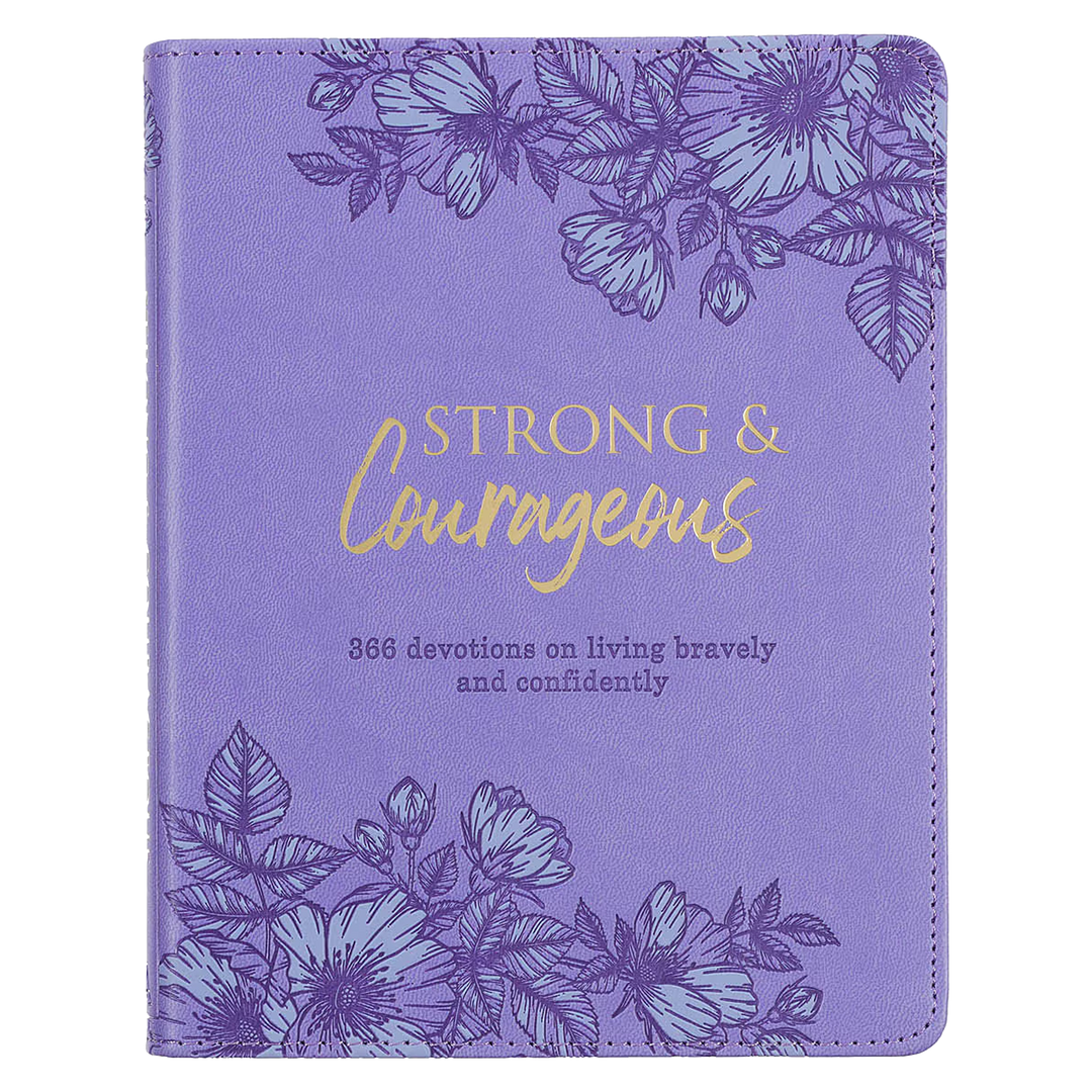 Strong and Courageous Purple Faux Leather Devotional