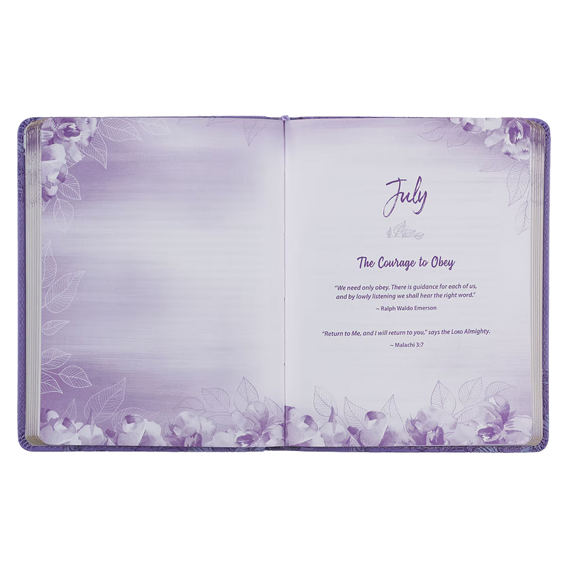 Strong and Courageous Purple Faux Leather Devotional