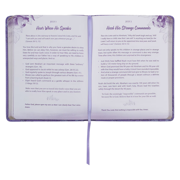Strong and Courageous Purple Faux Leather Devotional