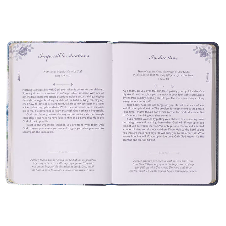 Moments With God For Moms Navy Faux Leather Daily Devotional