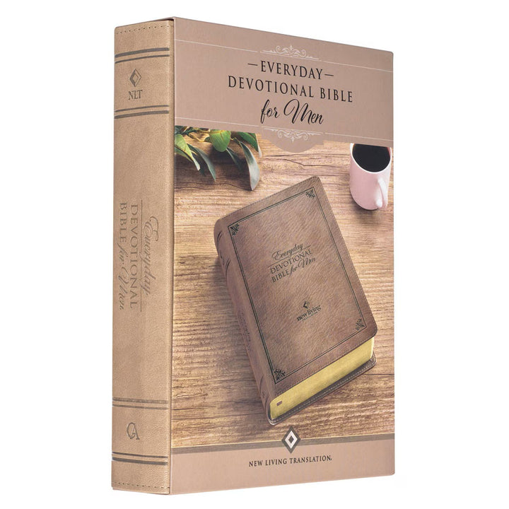 Tan Faux Leather NLT Everyday Devotional Bible for Men