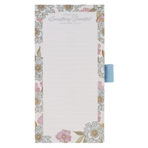 Everything Beautiful Whimsical Blooms Magnetic Notepad and Pen Gift Set - Ecclesiastes 3:11