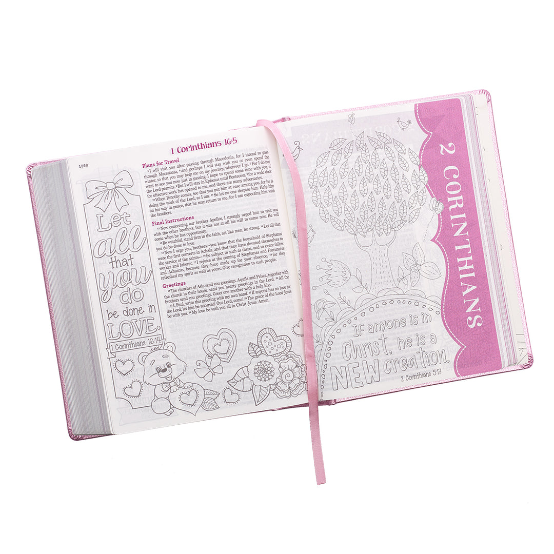 Metallic Pink Faux Leather My Creative Bible for Girls - an ESV Journaling Bible