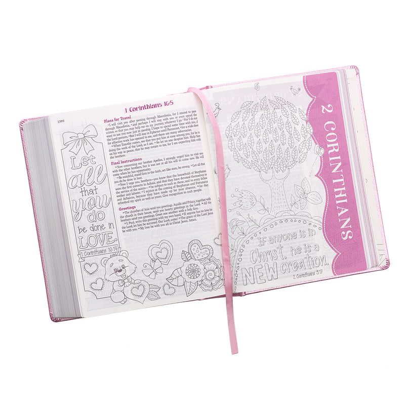 Metallic Pink Faux Leather My Creative Bible for Girls - an ESV Journaling Bible