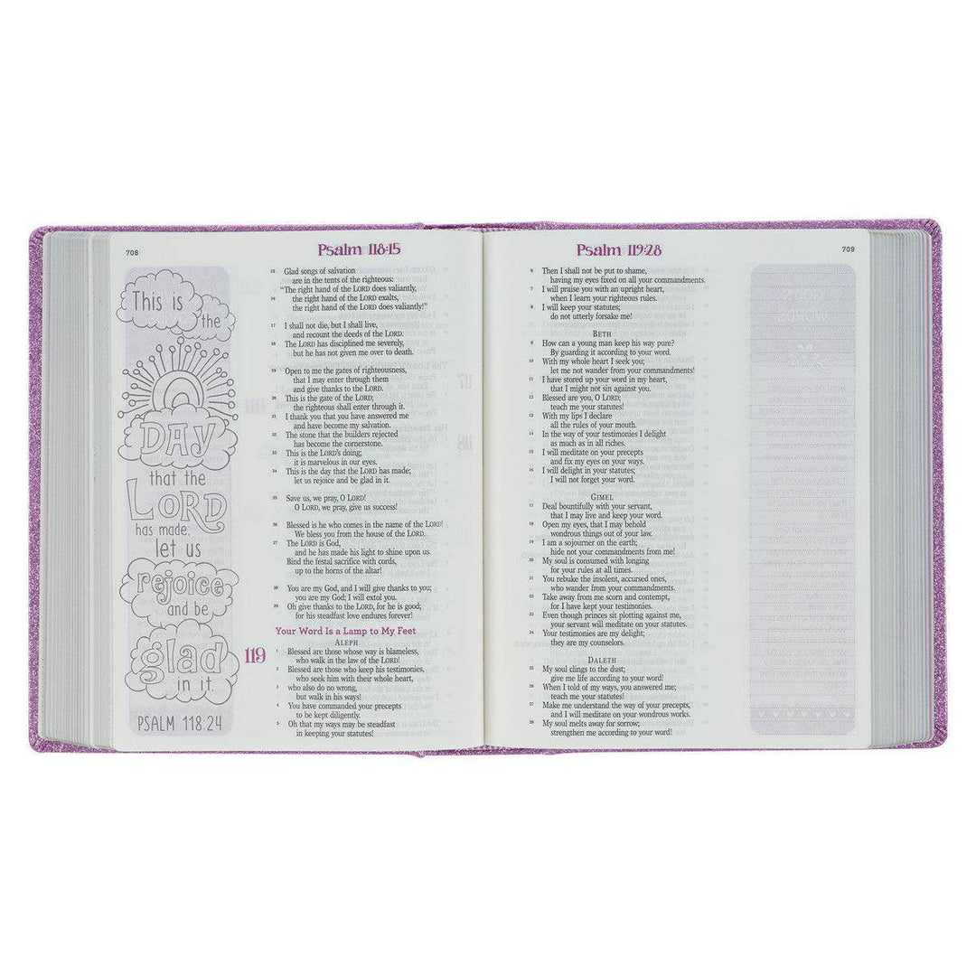 Purple Glitter My Creative Bible for Girls - an ESV Journaling Bible By Amanda Cowles