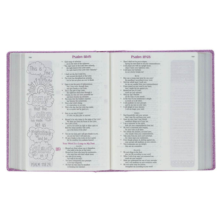 Purple Glitter My Creative Bible for Girls - an ESV Journaling Bible By Amanda Cowles