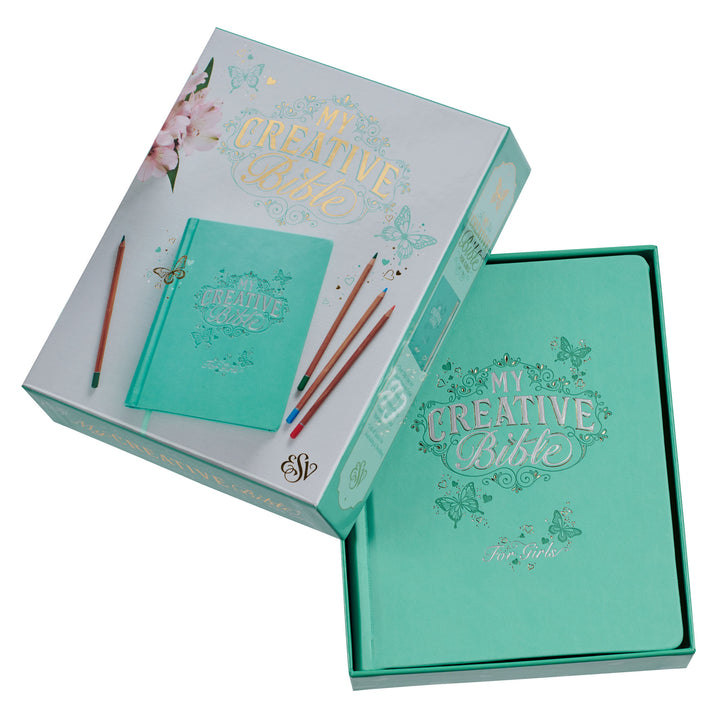 Teal Butterfly Hardcover My Creative Bible for Girls - an ESV Journaling Bible