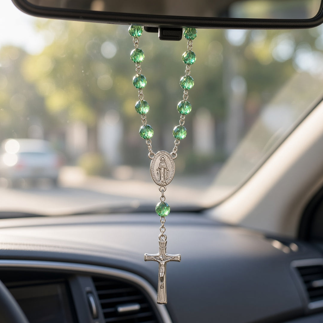 Emerald Bead - Car Rosary