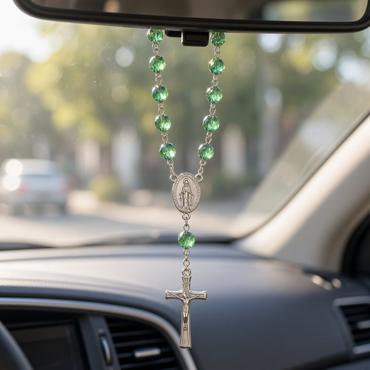 Emerald Bead - Car Rosary