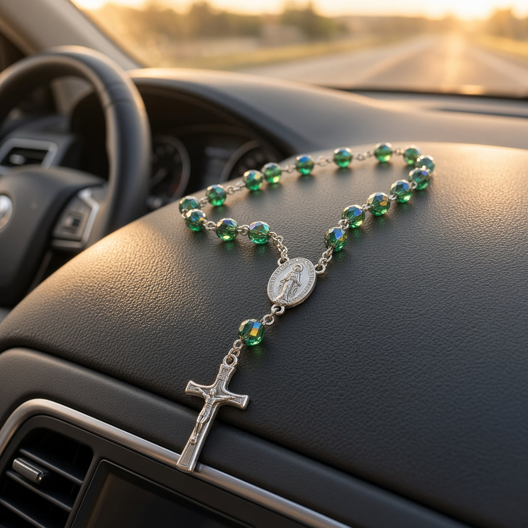 Emerald Bead - Car Rosary