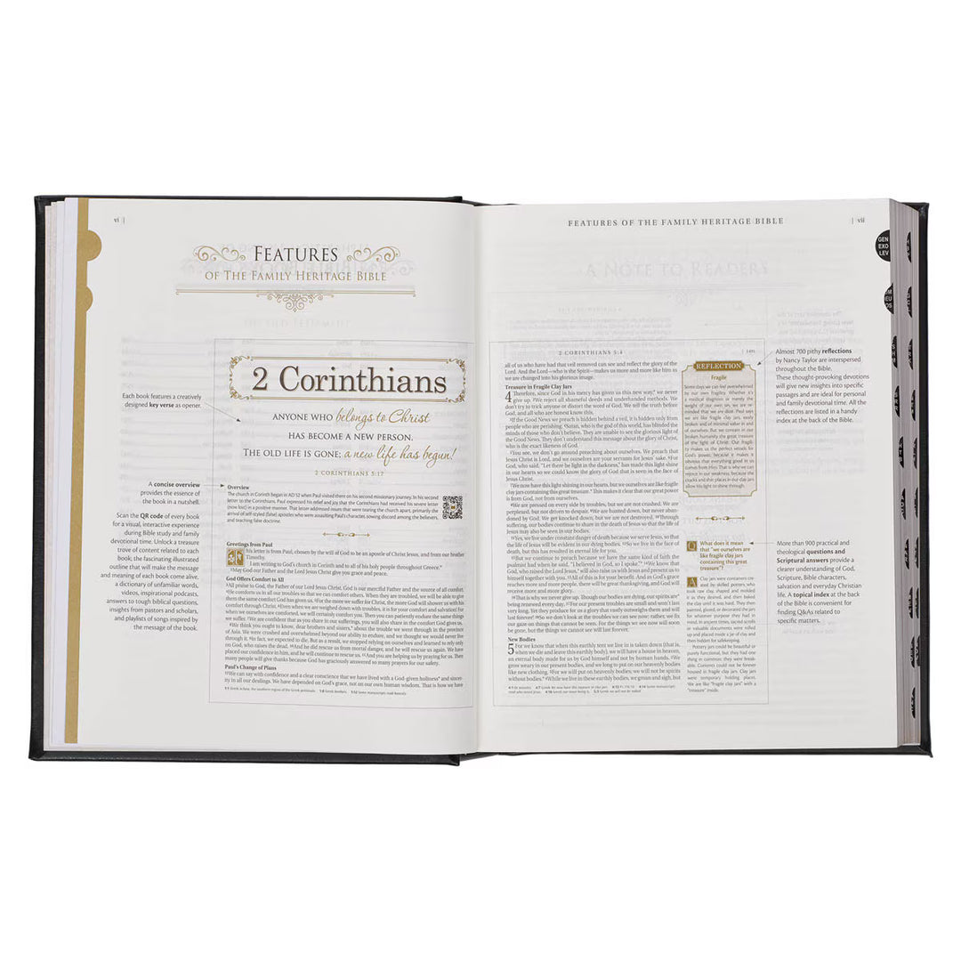 Black Faux Leather Hardcover Family Heritage Bible