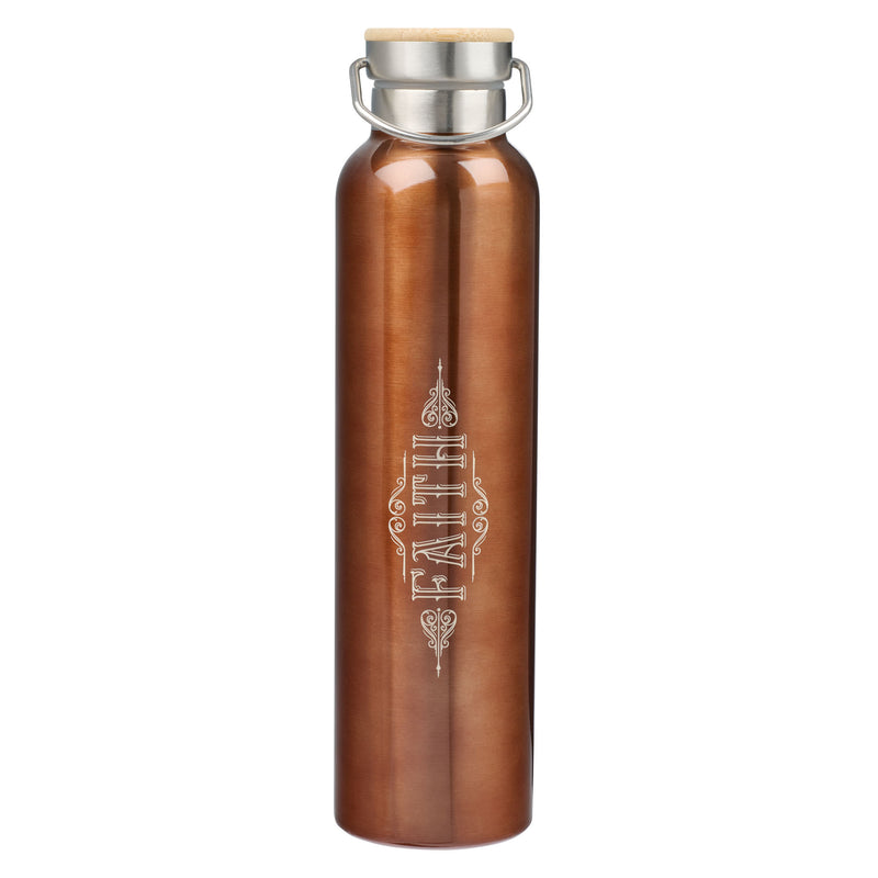 Faith Brushed Gold Stainless Steel Water Bottle - Hebrews 11:1