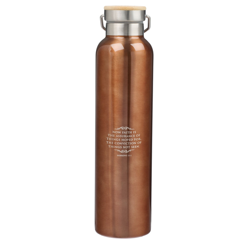 Faith Brushed Gold Stainless Steel Water Bottle - Hebrews 11:1