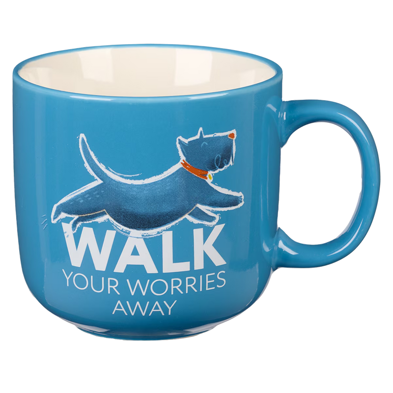 Walk Your Worries Away Blue Ceramic Coffee Mug