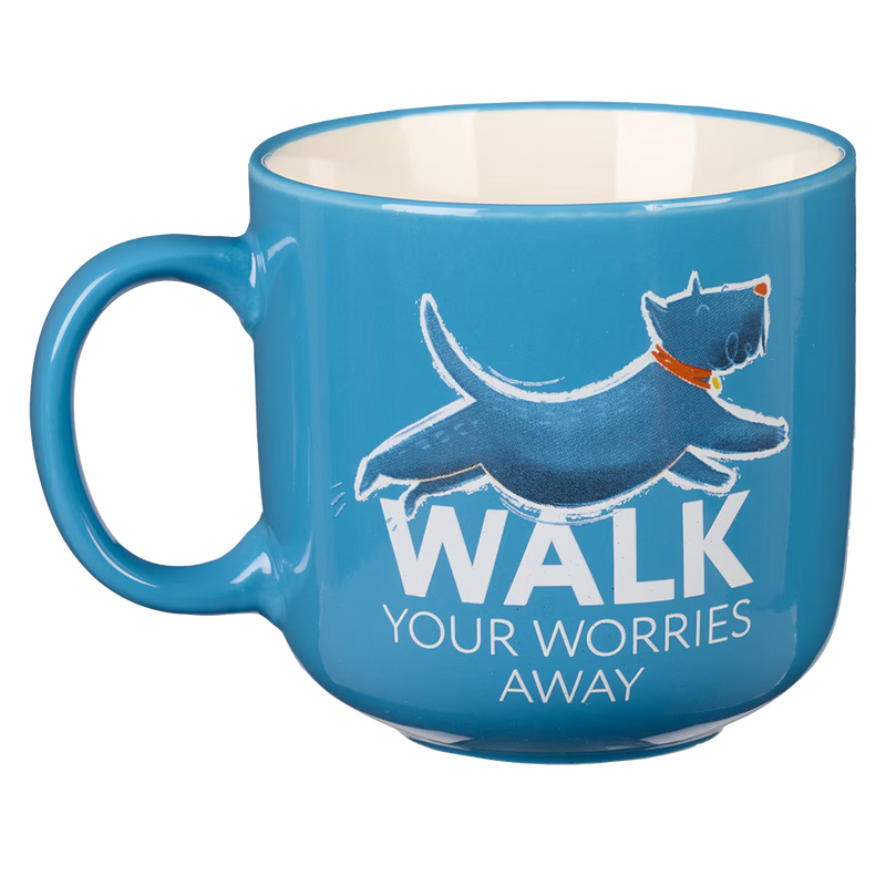 Walk Your Worries Away Blue Ceramic Coffee Mug