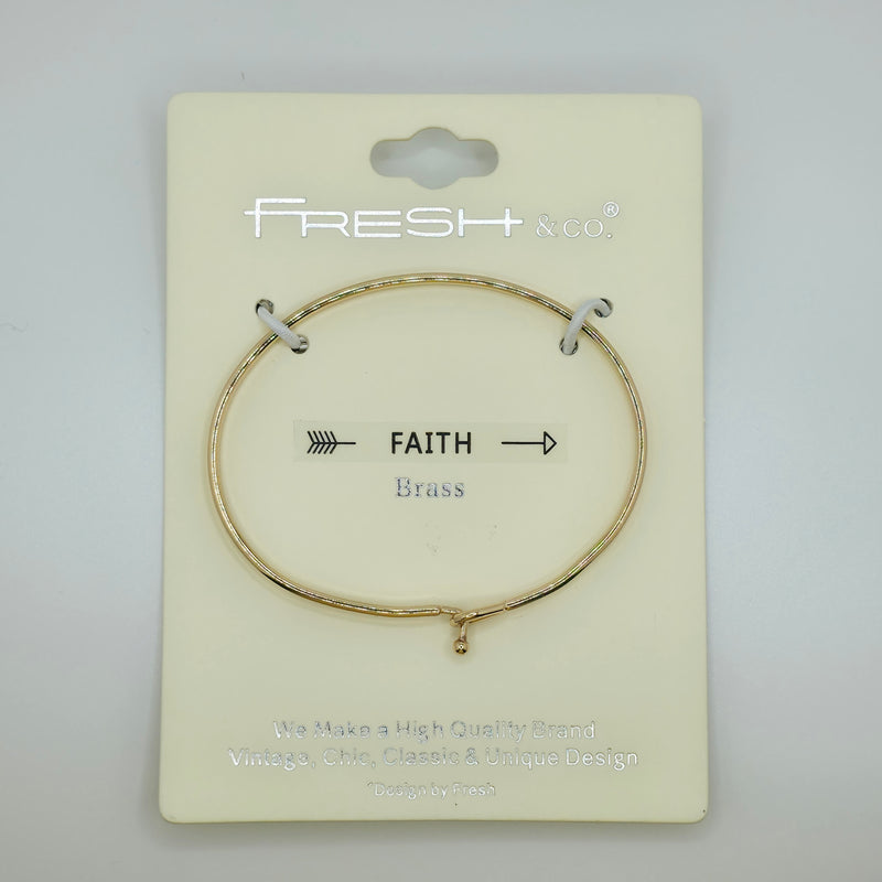 FAITH (Arrow) Inspirational Message Bracelet Positive Message Engraved Thin Bangle - Jewelry