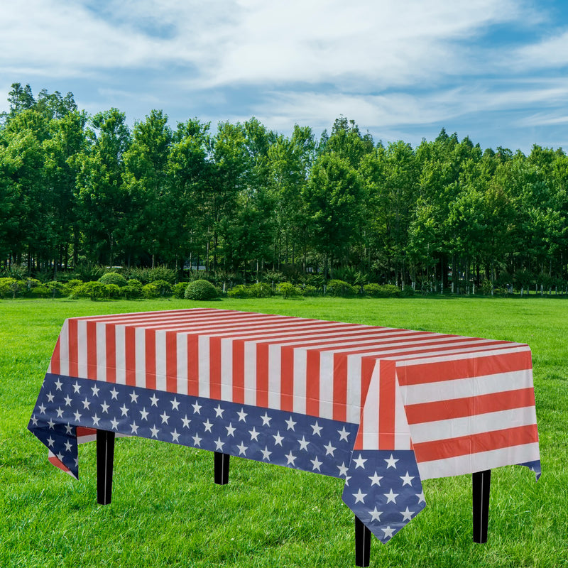 Patriotic Flag - Stripes and Starts Print Plastic Table Cover