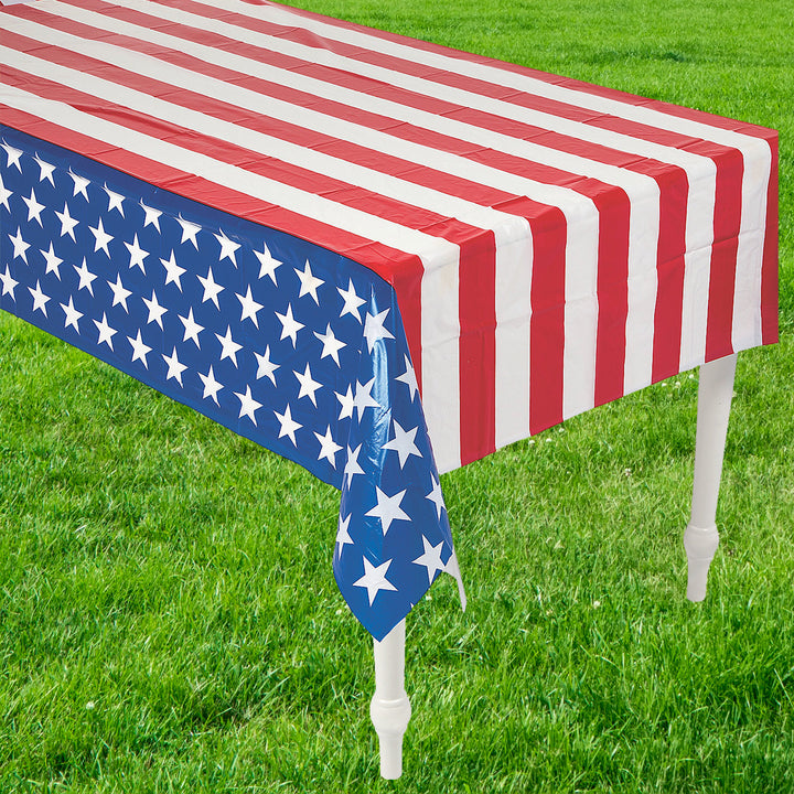 Patriotic Flag - Stripes and Starts Print Plastic Table Cover
