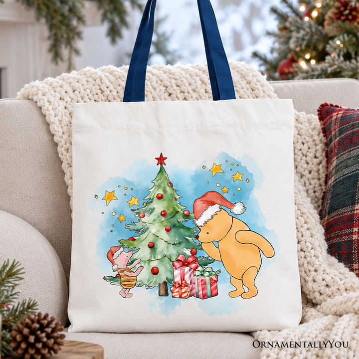 Christmas With Winnie-the-Pooh and Friends Tote Bag, 1926 A.A. Milne Heartwarming Holiday Gift Shopper