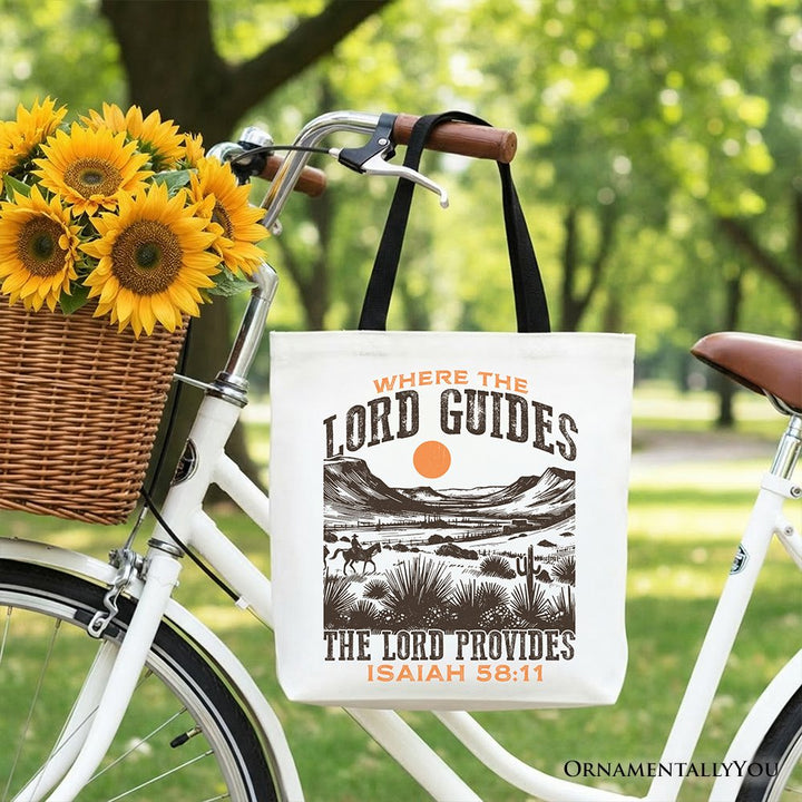The Lord Provides Christian Tote Bag, Retro Western Desert Worship Gift Shopper