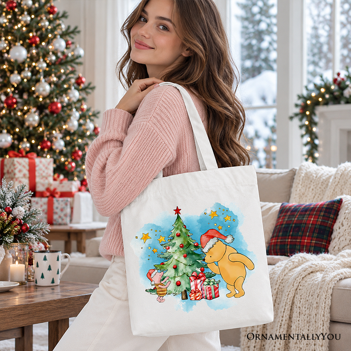 Christmas With Winnie-the-Pooh and Friends Tote Bag, 1926 A.A. Milne Heartwarming Holiday Gift Shopper