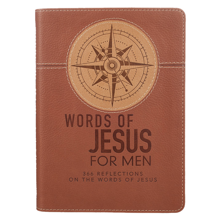 Words of Jesus For Men Saddle Tan Faux Leather Devotional By Riekert Botha - Men&