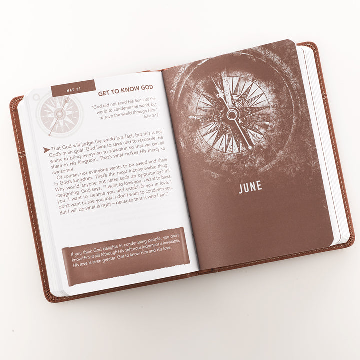 Words of Jesus For Men Saddle Tan Faux Leather Devotional By Riekert Botha - Men&