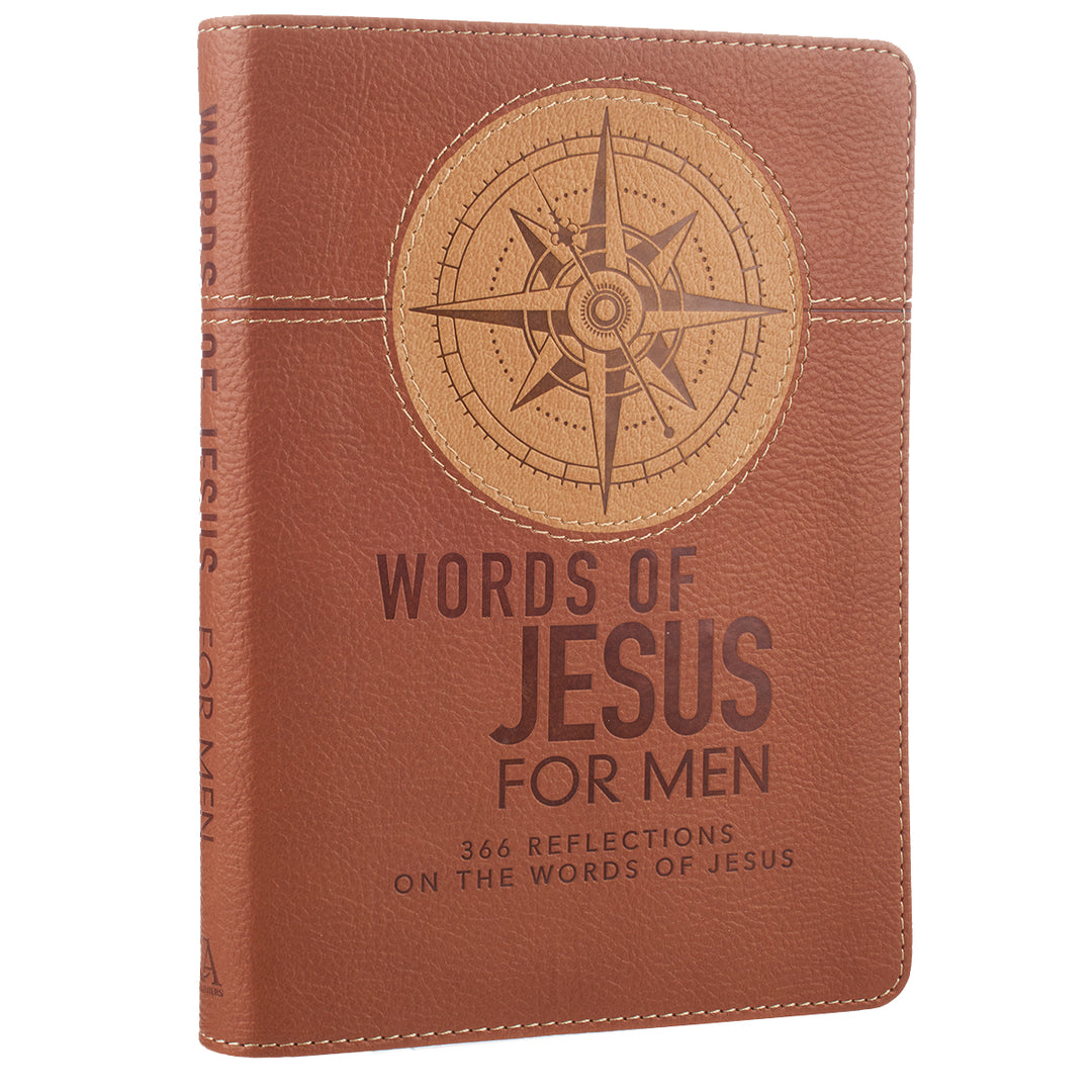 Words of Jesus For Men Saddle Tan Faux Leather Devotional By Riekert Botha - Men&