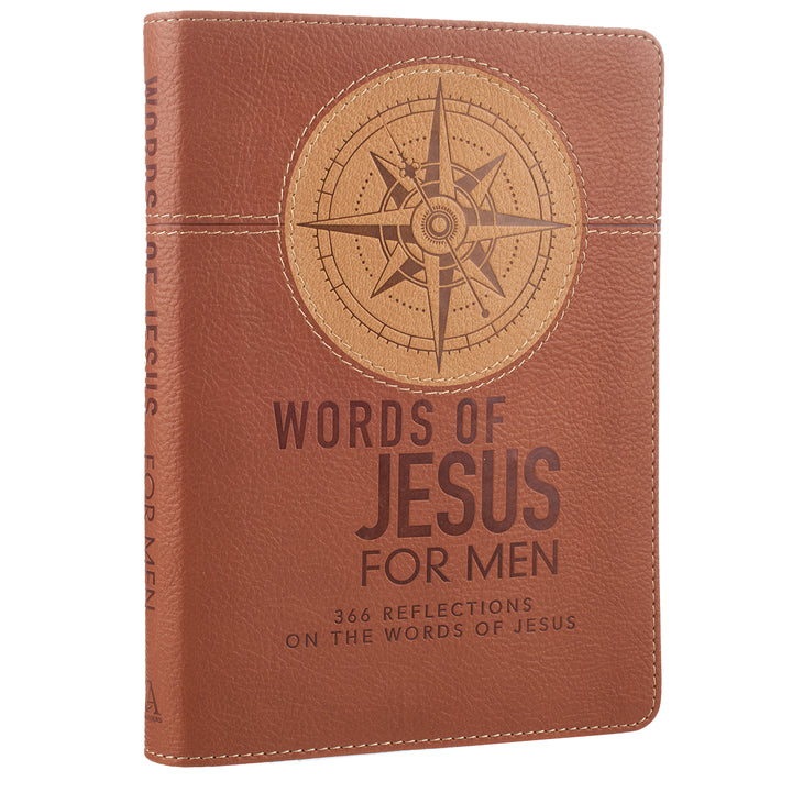 Words of Jesus For Men Saddle Tan Faux Leather Devotional By Riekert Botha - Men&