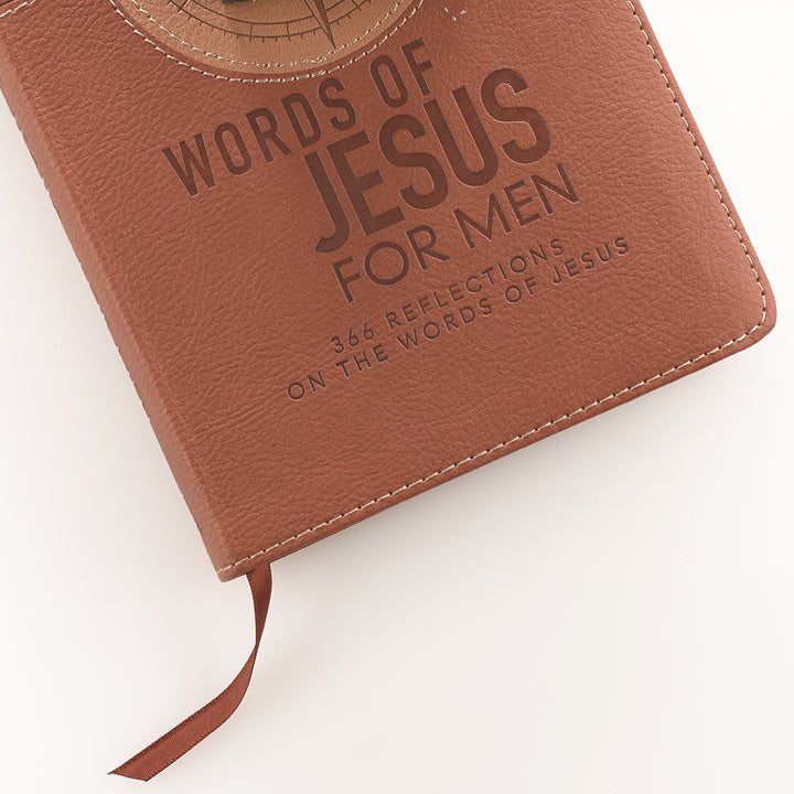 Words of Jesus For Men Saddle Tan Faux Leather Devotional By Riekert Botha - Men&